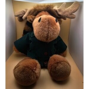 Davy Crocket Plush‎ Moose Animal 16" Papel Tag Coonskin Hat Fringe Jacket